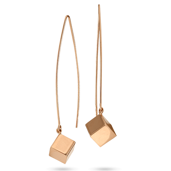 Золотые серьги подвески Кубики 029339