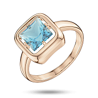 Изысканное кольцо в красном золоте 585 пробы с топазом огранки принцесса 041335