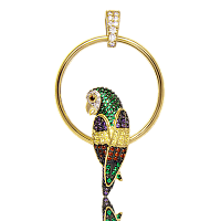 Золотой подвес в жёлтом золоте Попугай с фианитами 028424