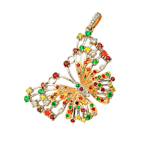 Золотой кулон Бабочка с разноцветными фианитами 026486