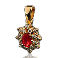 Кулон с рубином и бриллиантами 023174