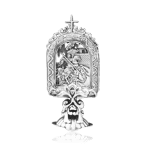 обзорное фото Икона серебряная настольная Георгий Победоносец 035962  Иконы серебро