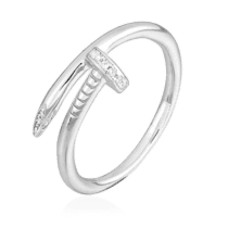 обзорное фото Серебряное кольцо Гвоздь с фианитами 024679  Серебряные кольца с фианитом