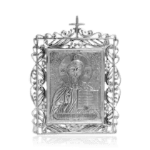 обзорное фото Икона Спас Нерукотворный серебро 035953  Иконы серебро