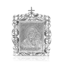 обзорное фото Серебряная икона Казанская маленькая 035956  Иконы серебро