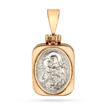 обзорное фото Золотая ладанка-мощевик Икона Божией Матери Владимирская 036310  Золотые подвески иконки