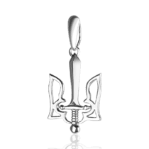 обзорное фото Серебряный подвес Трезубец, мечь и свобода 037364  Украинская символика из золота и серебра