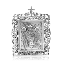 обзорное фото Икона Святая Троица серебро 035957  Иконы серебро