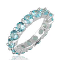 обзорное фото Серебряное кольцо-дорожка с голубыми фианитами 037417  Серебряные кольца со вставками