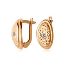 обзорное фото Золотые серьги с цирконием 80087  Золотые серьги с фианитом