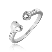 обзорное фото Серебряное фаланговое кольцо Сердечка с фианитами 035648  Серебряные кольца