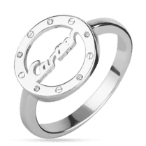 обзорное фото Серебряное кольцо с фианитами и названием 027966  Серебряные кольца