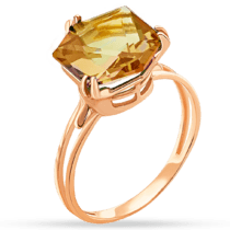 обзорное фото Золотое кольцо с большим цитрином нежно-жёлтого цвета 039305  Золотые кольца с цитрином