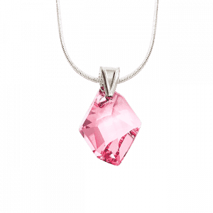 Серебряное колье Розовый опал с кристаллами Сваровски фото