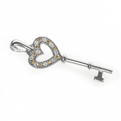 Кулон ключ с бриллиантами. Фото